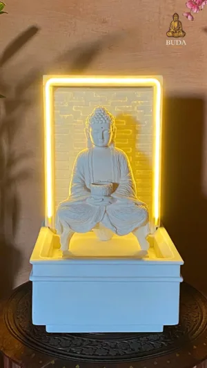 FONTE ILUMINADA C/BUDA MEDITANDO - MARMORITE (45cm)