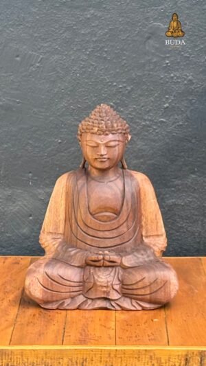 BUDA SENTADO DHYANA MUDRA- MADEIRA